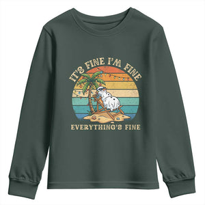 Snowman in july Youth Sweatshirt Hawaian Beach Vacation Christmas in July TS14 Dark Forest Green Print Your Wear