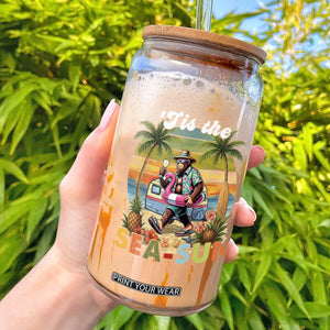 Hawaiian Bigfoot Christmas In July Glass Can Tis The Sea-Sun