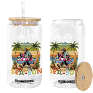 Hawaiian Bigfoot Christmas In July Glass Can Tis The Sea-Sun