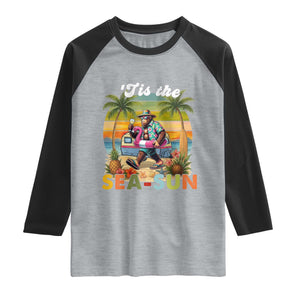 Hawaiian Bigfoot Christmas In July Raglan Shirt Tis The Sea-Sun