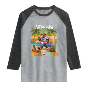 Hawaiian Bigfoot Christmas In July Raglan Shirt Tis The Sea-Sun