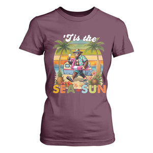 Hawaiian Bigfoot Christmas In July T Shirt For Women Tis The Sea-Sun TS14 Maroon Print Your Wear