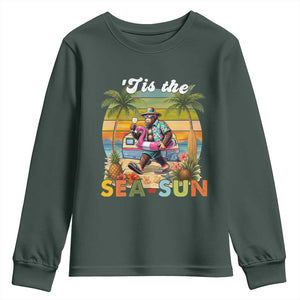 Hawaiian Bigfoot Christmas In July Youth Sweatshirt Tis The Sea-Sun