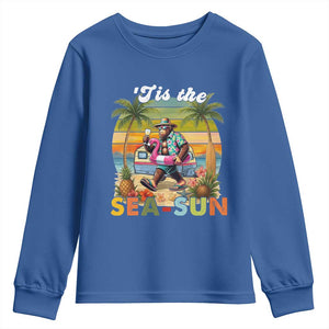 Hawaiian Bigfoot Christmas In July Youth Sweatshirt Tis The Sea-Sun