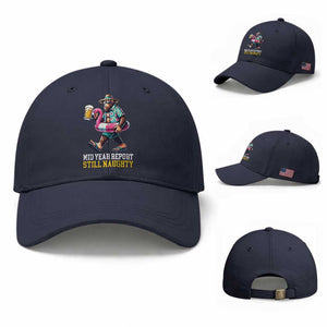 Mid-Year Report Still Naughty Baseball Cap Funny Bigfoot Drinking Beer Christmas in July