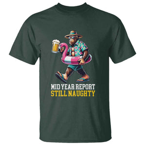 Mid-Year Report Still Naughty T Shirt Funny Bigfoot Drinking Beer Christmas in July