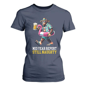 Mid-Year Report Still Naughty T Shirt For Women Funny Bigfoot Drinking Beer Christmas in July