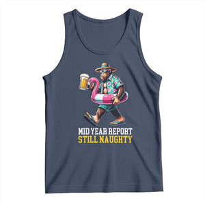 Mid-Year Report Still Naughty Tank Top Funny Bigfoot Drinking Beer Christmas in July