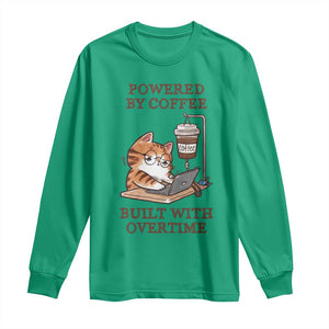 Funny Cat Drinking Coffee Long Sleeve Shirt I Dont Care What Day It Is Its Early I Want Coffee TS14 Irish Green Print Your Wear