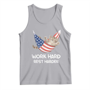 Funny Lazy Cat Tank Top Work Hard Rest Harder Cute Kitty Humor TS14 Athletic Heather Print Your Wear