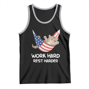 Funny Lazy Cat Tank Top Work Hard Rest Harder Cute Kitty Humor TS14 Black Athletic Heather Print Your Wear