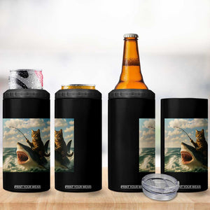 Funny Cat Riding Shark 4 in 1 Can Cooler Tumbler Fishing Fisherman Ocean Lover Humor TS14 Print Your Wear