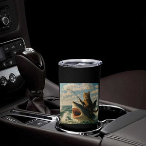 Funny Cat Riding Shark Tumbler Cup Fishing Fisherman Ocean Lover Humor TS14 Print Your Wear