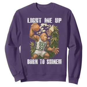 Funny Bigfoot Basketball Sweatshirt Light Me Up Born To Shine TS14 Purple Print Your Wear