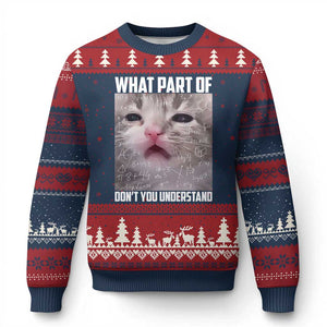 Funny Math Cat Lover Ugly Christmas Sweater What Part Of Do Not You Understand TS14 Navy Red Print Your Wear
