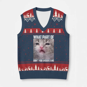 Funny Math Cat Lover V-Neck Knit Sweater Vest What Part Of Do Not You Understand TS14 Navy Red Print Your Wear