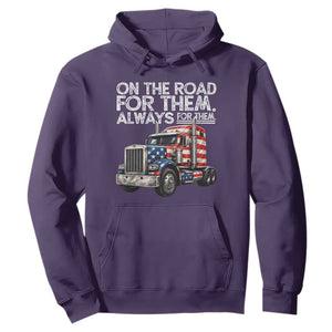 Truck Driver American Flag Hoodie On The Road For Them Always For Them Trucker Life TS14 Purple Print Your Wear