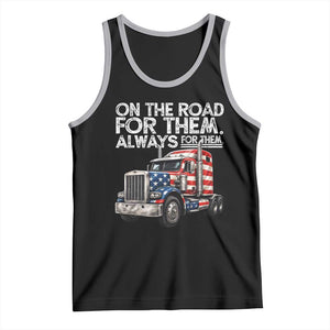 Truck Driver American Flag Tank Top On The Road For Them Always For Them Trucker Life TS14 Black Athletic Heather Print Your Wear