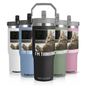 Tech Support Cat Flip Straw Tumbler I'm Thinking Funny Computer Engineer Coding Kitty TS14 Print Your Wear