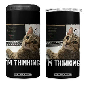Tech Support Cat 4 in 1 Can Cooler Tumbler I'm Thinking Funny Computer Engineer Coding Kitty TS14 One Size: 16 oz Black Print Your Wear