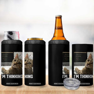 Tech Support Cat 4 in 1 Can Cooler Tumbler I'm Thinking Funny Computer Engineer Coding Kitty TS14 Print Your Wear
