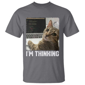 Tech Support Cat T Shirt I'm Thinking Funny Computer Engineer Coding Kitty TS14 Charcoal Print Your Wear