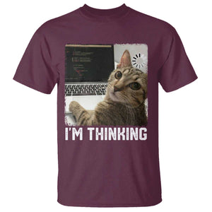 Tech Support Cat T Shirt I'm Thinking Funny Computer Engineer Coding Kitty TS14 Maroon Print Your Wear