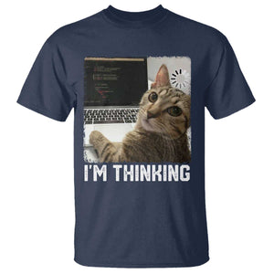 Tech Support Cat T Shirt I'm Thinking Funny Computer Engineer Coding Kitty TS14 Navy Print Your Wear