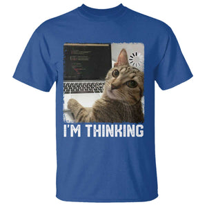 Tech Support Cat T Shirt I'm Thinking Funny Computer Engineer Coding Kitty TS14 Royal Blue Print Your Wear