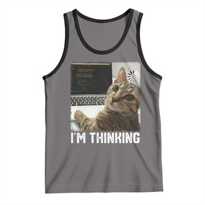 Tech Support Cat Tank Top I'm Thinking Funny Computer Engineer Coding Kitty TS14 Deep Heather Black Print Your Wear