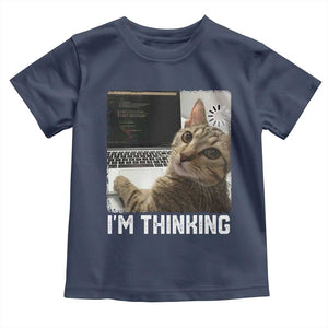 Tech Support Cat Toddler T Shirt I'm Thinking Funny Computer Engineer Coding Kitty TS14 Navy Print Your Wear