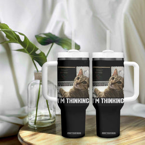 Tech Support Cat Tumbler With Handle I'm Thinking Funny Computer Engineer Coding Kitty TS14 Print Your Wear