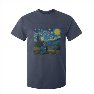 Cute Cat Starry Night T Shirt For Kid Kitty Lovers TS14 Navy Print Your Wear