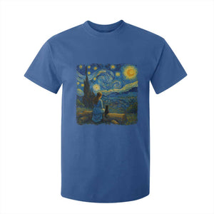 Cute Cat Starry Night T Shirt For Kid Kitty Lovers TS14 Royal Blue Print Your Wear