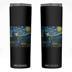 Cute Cat Starry Night Skinny Tumbler Kitty Lovers TS14 Black Print Your Wear