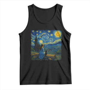 Cute Cat Starry Night Tank Top Kitty Lovers TS14 Black Print Your Wear