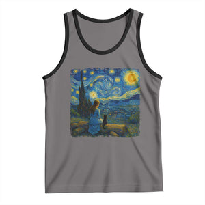 Cute Cat Starry Night Tank Top Kitty Lovers TS14 Deep Heather Black Print Your Wear