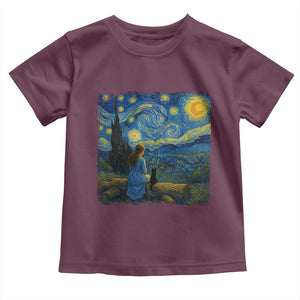 Cute Cat Starry Night Toddler T Shirt Kitty Lovers TS14 Maroon Print Your Wear