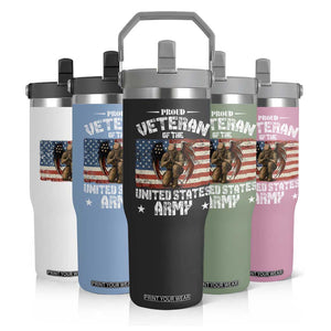 US Army Veteran Tribute Flip Straw Tumbler American Flag Angel Soldier Memorial TS14 Print Your Wear