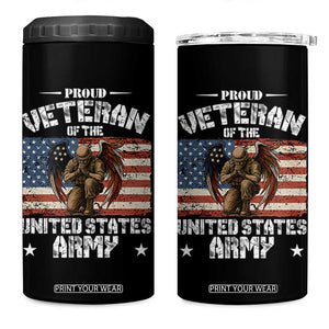 US Army Veteran Tribute 4 in 1 Can Cooler Tumbler American Flag Angel Soldier Memorial TS14 One Size: 16 oz Black Print Your Wear