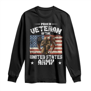 US Army Veteran Tribute Long Sleeve Shirt American Flag Angel Soldier Memorial TS14 Black Print Your Wear