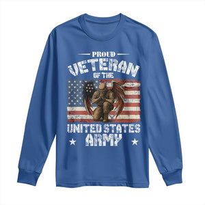 US Army Veteran Tribute Long Sleeve Shirt American Flag Angel Soldier Memorial TS14 Royal Blue Print Your Wear