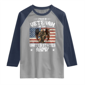 US Army Veteran Tribute Raglan Shirt American Flag Angel Soldier Memorial TS14 Sport Gray Navy Print Your Wear