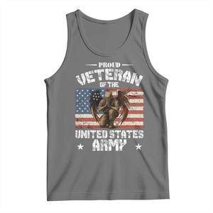 US Army Veteran Tribute Tank Top American Flag Angel Soldier Memorial TS14 Black Heather Print Your Wear