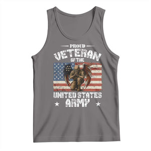 US Army Veteran Tribute Tank Top American Flag Angel Soldier Memorial TS14 Deep Heather Print Your Wear