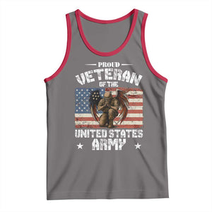 US Army Veteran Tribute Tank Top American Flag Angel Soldier Memorial TS14 Deep Heather Red Print Your Wear