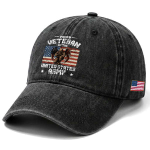 US Army Veteran Tribute Washed Cotton Baseball Cap American Flag Angel Soldier Memorial TS14 Print Your Wear