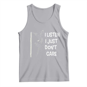Funny Introvert Cat Tank Top I Listen I Just Don't Care Sarcastic Kitty Lover TS14 Athletic Heather Print Your Wear
