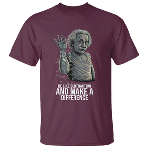 Funny Math Teacher T Shirt Be Like Subtraction And Make A Difference TS14 Maroon Print Your Wear