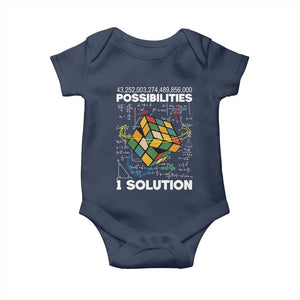 Funny Speed Cubing Baby Onesie One Solution Math Puzzle Cube TS14 Navy Print Your Wear